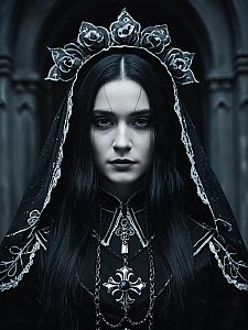 Woman in Llorona Costume Gothic Cosplay Studio Portrait