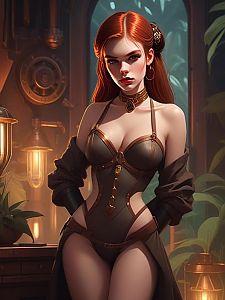 Confident Woman in Steampunk Corset