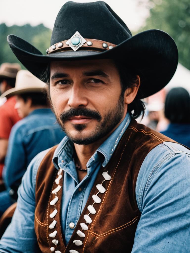 Man in Cowboy Costume Cosplay Festival Portrait Realistic
