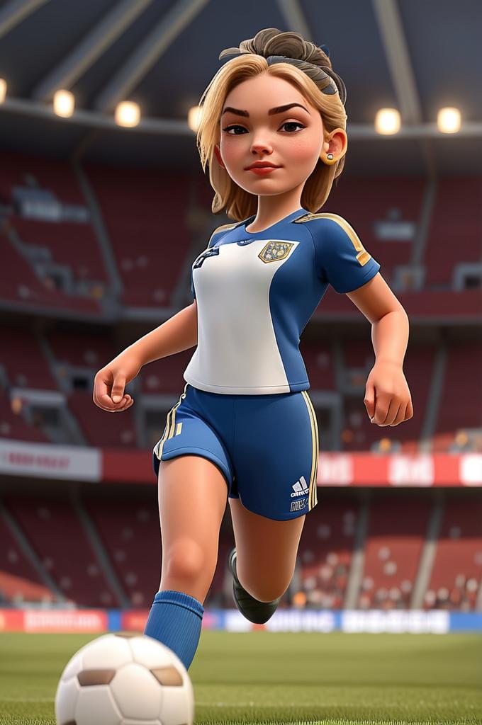 Confident Young Woman Running on Soccer Field Confident Young Woman Running on Soccer Field