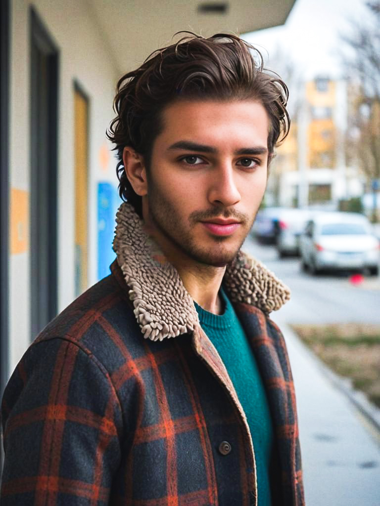 Stylish Young Man in Trendy Plaid Jacket