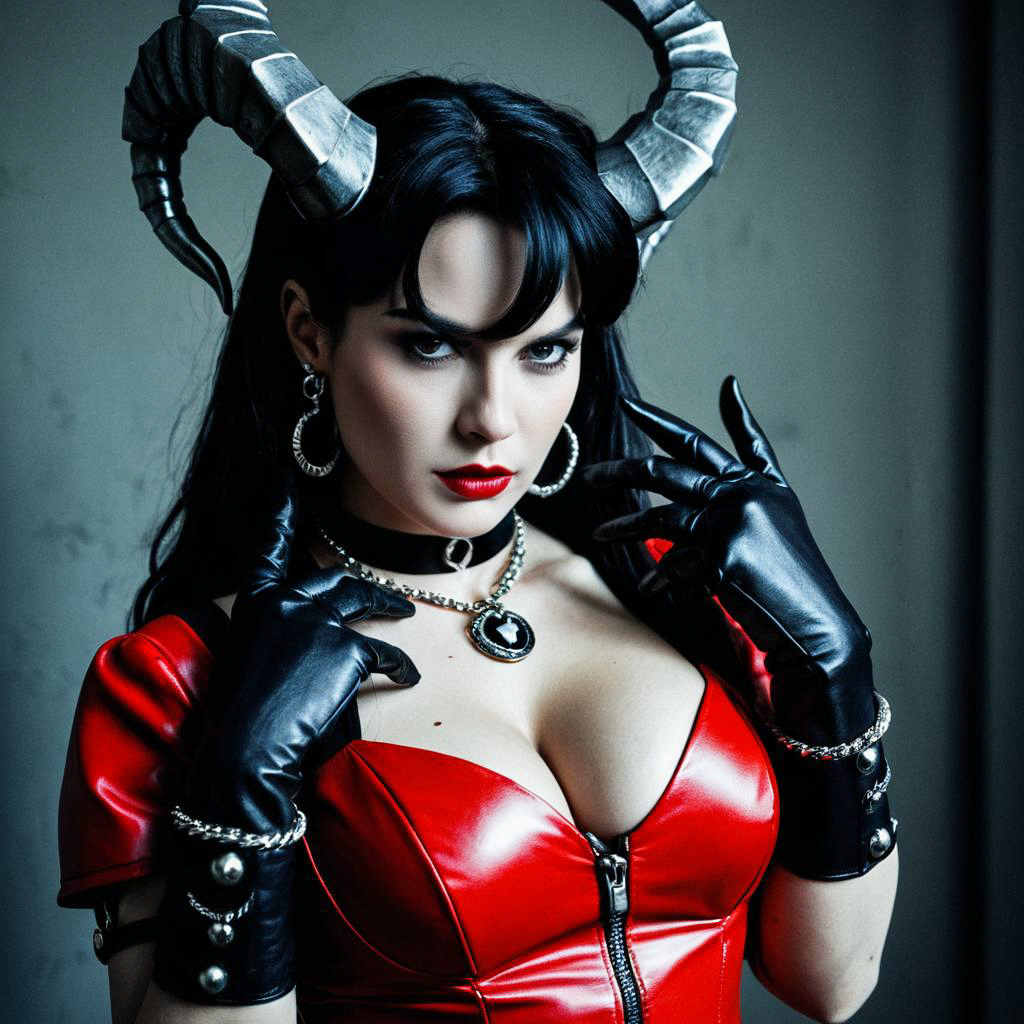 Bold Woman in Red Leather Outfit Bold Woman in Red Leather Outfit