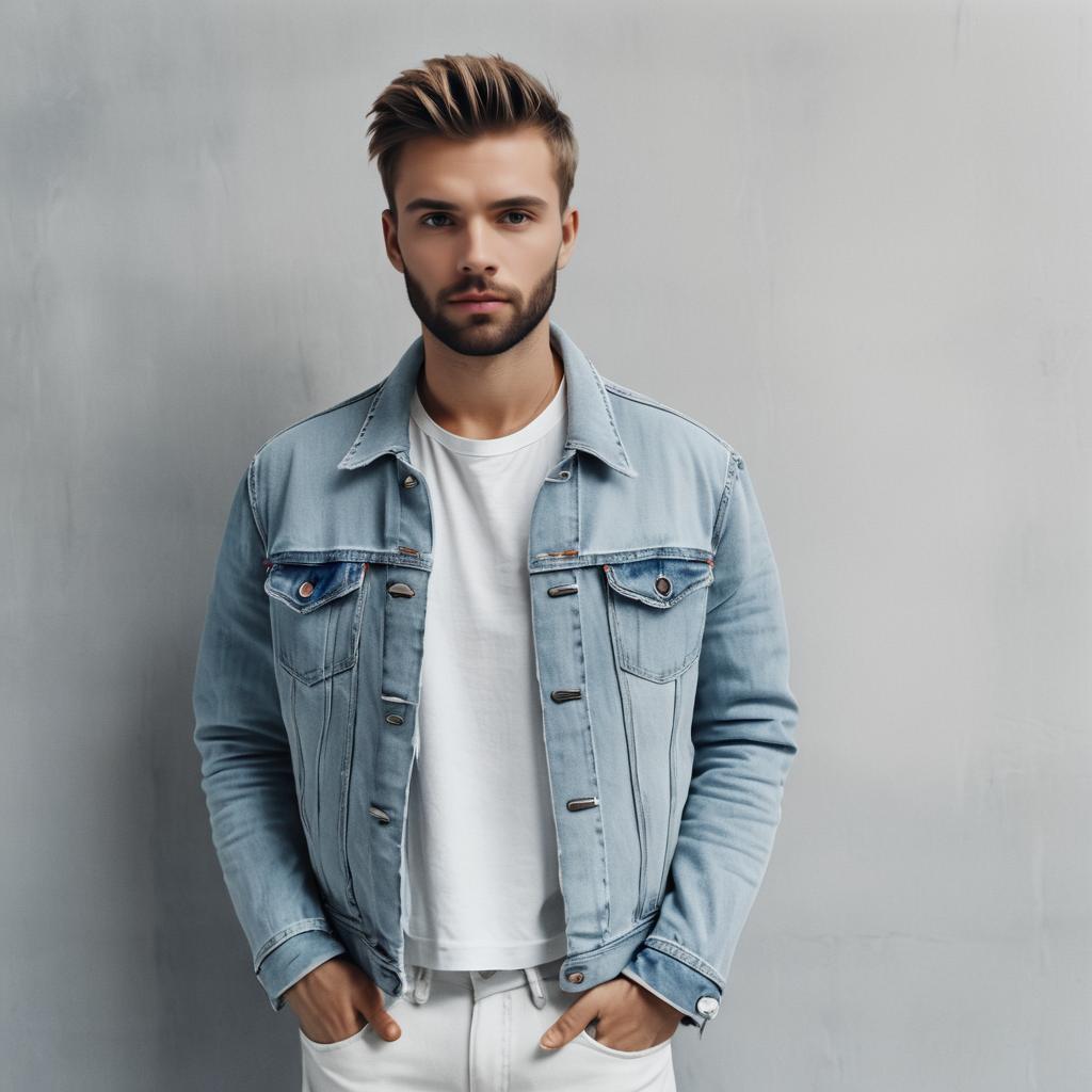 Stylish young man in denim jacket