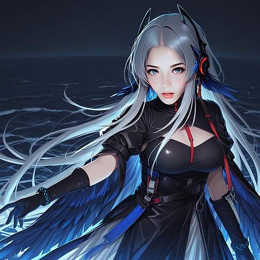 Mulberry Arknights Dark Futuristic Woman Digital Illustration