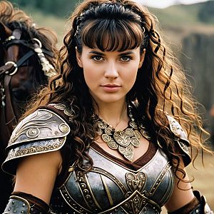 Confident Young Woman in Medieval Armor