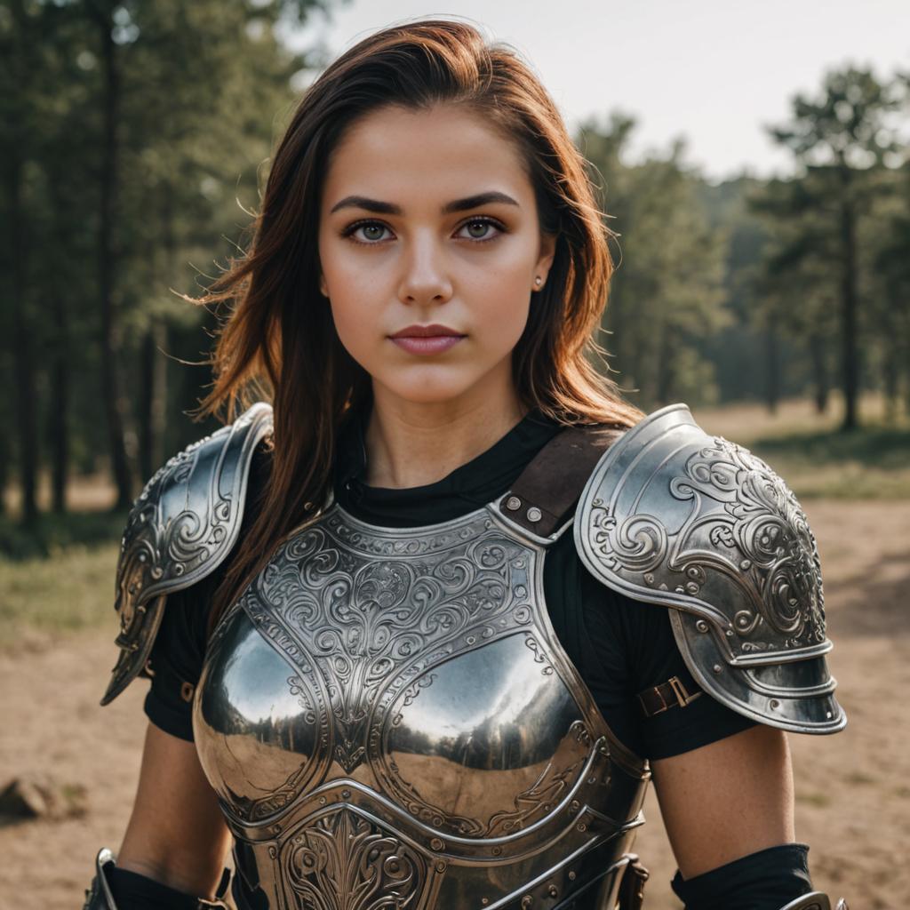 Strong Warrior Woman in Ornate Armor