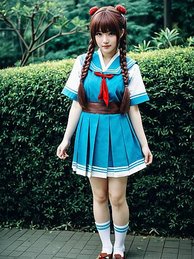 Aoba Kokona in Blue Japanese Schoolgirl Uniform Cosplay