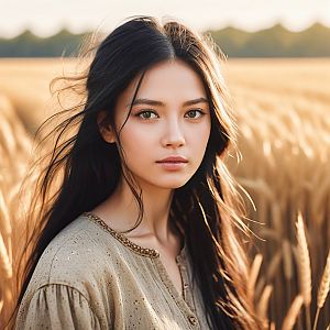 Young Woman in Wheat Field