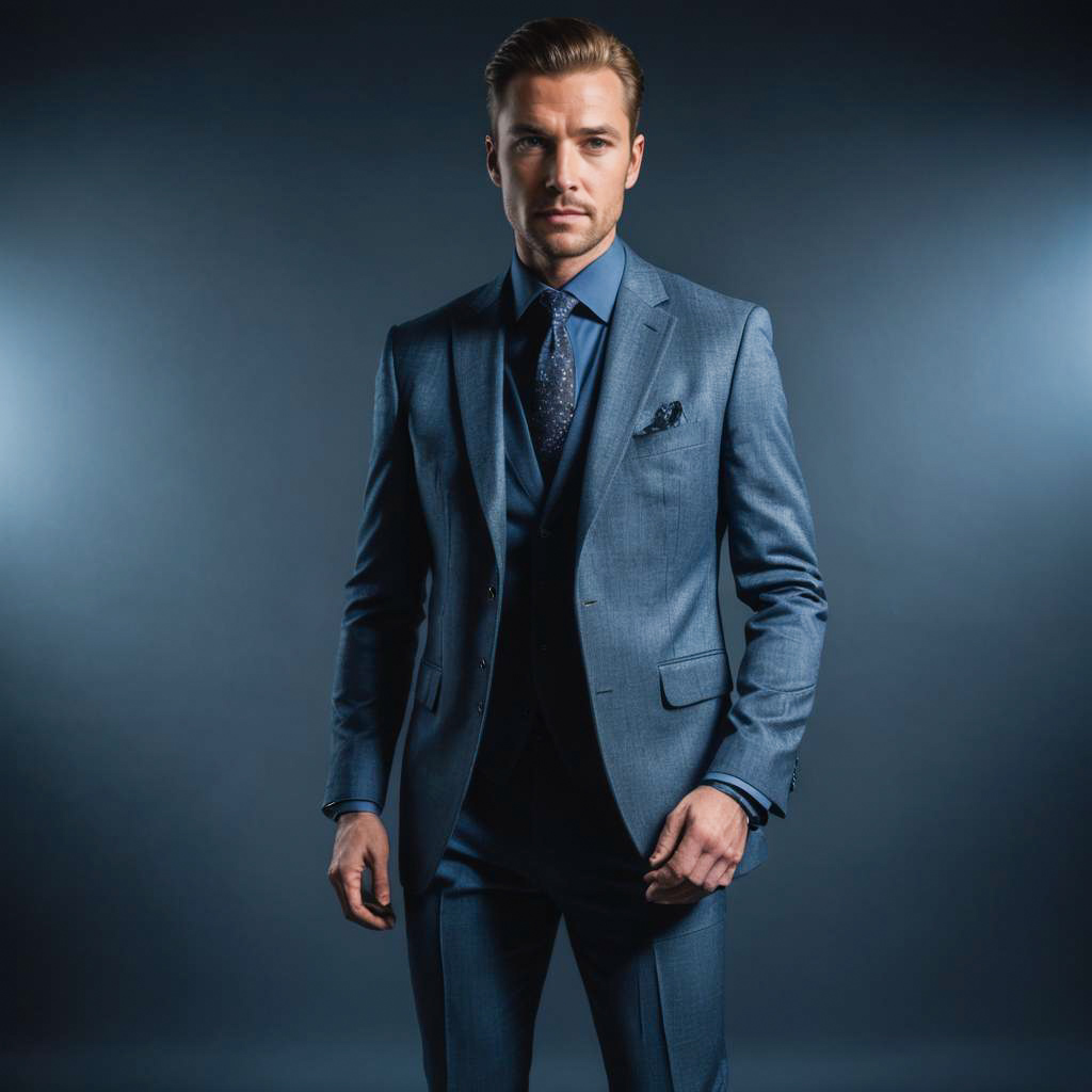 Confident Man in Stylish Blue Suit