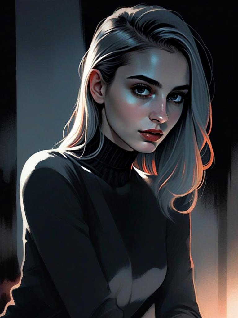 Digital Portrait of Woman with Platinum Blonde Hair
