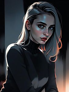 Digital Portrait of Woman with Platinum Blonde Hair