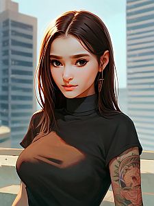 Young Woman with Tattoo in Urban Setting