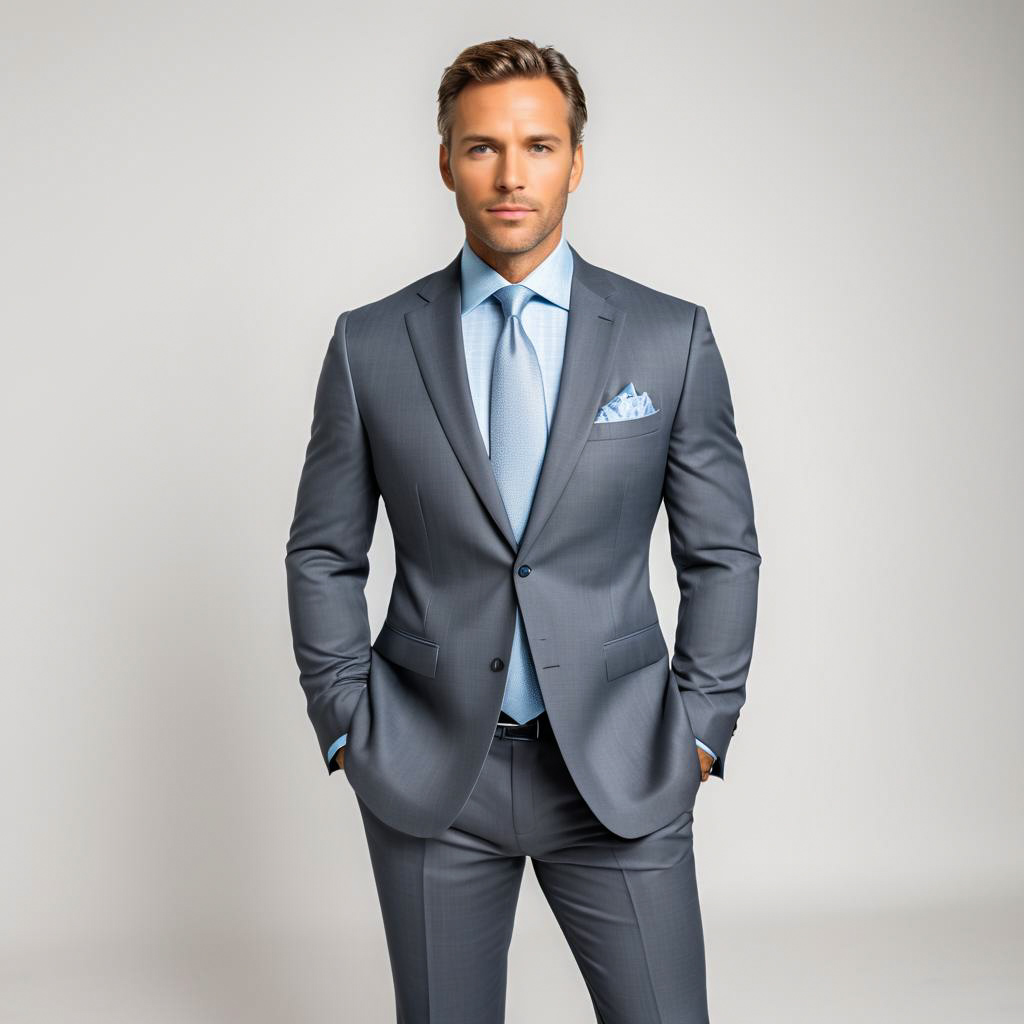 Confident Man in Tailored Gray Suit