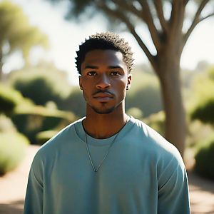 Young Man in Light Blue Shirt Outdoors