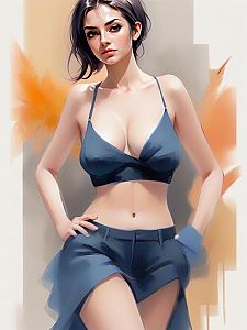 Confident Young Woman in Blue Outfit
