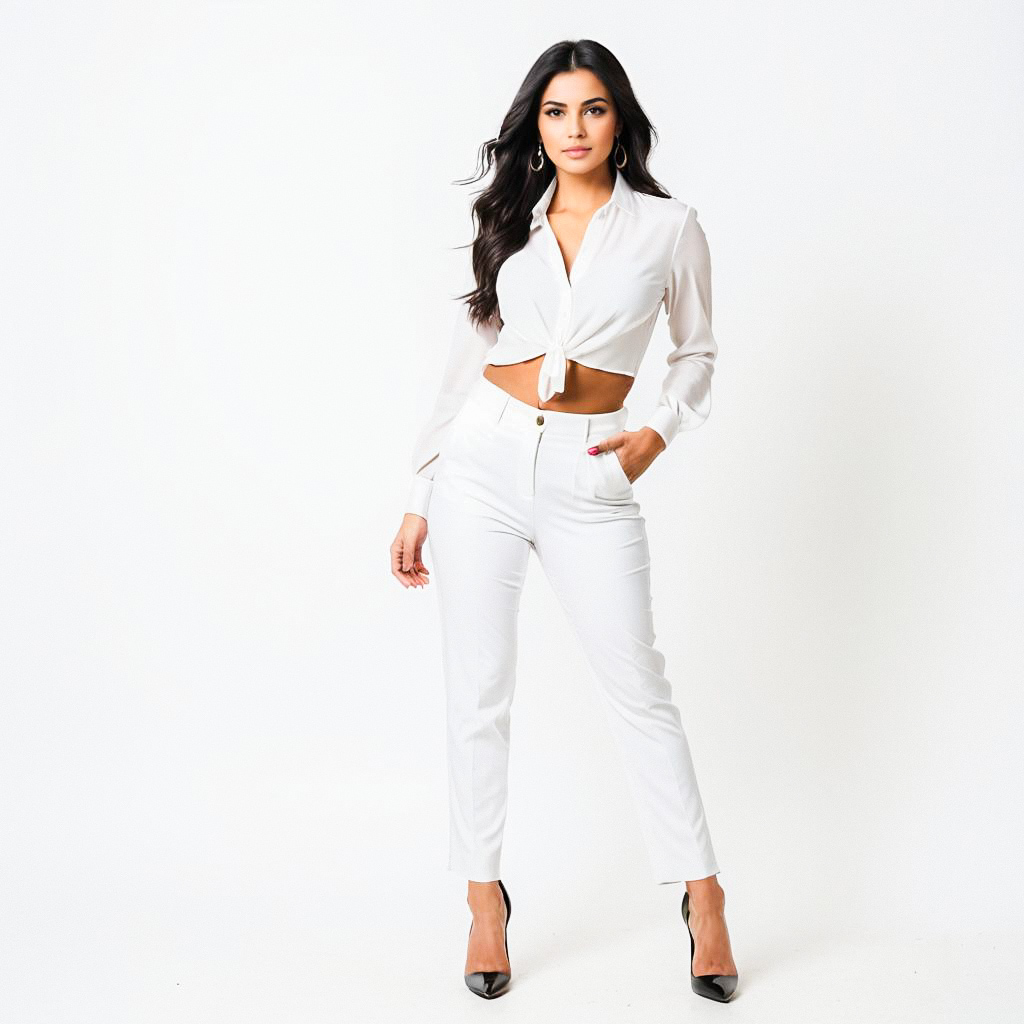 Confident Woman in All-White Outfit Confident Woman in All-White Outfit