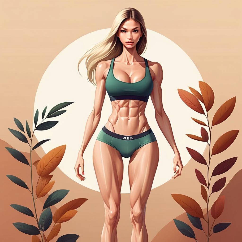 Muscular Woman in Green Athletic Wear