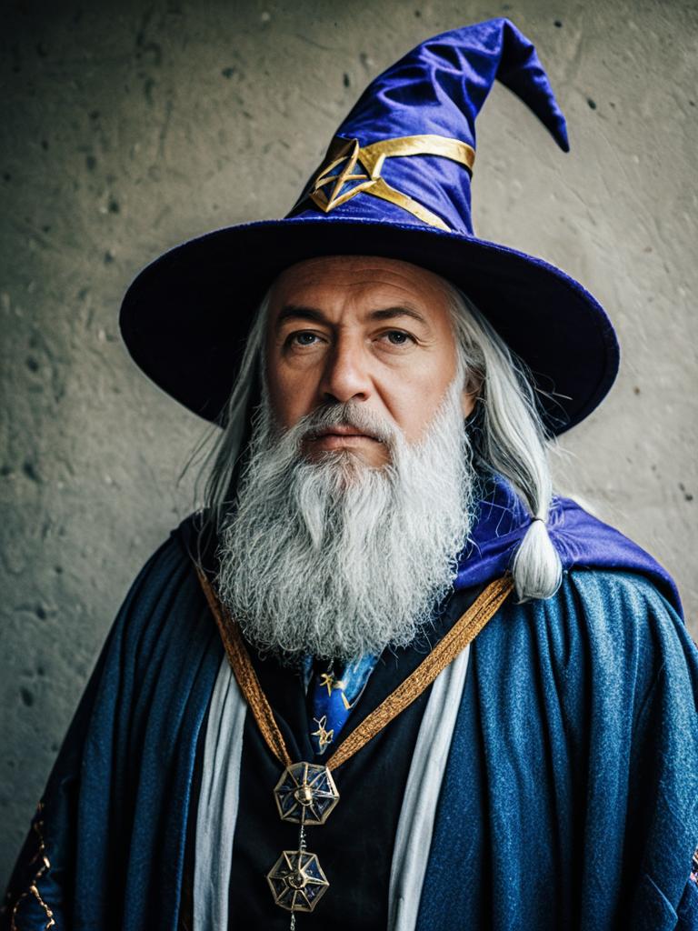 Photorealistic Man in Wizard Costume Cosplay Portrait Cinematic