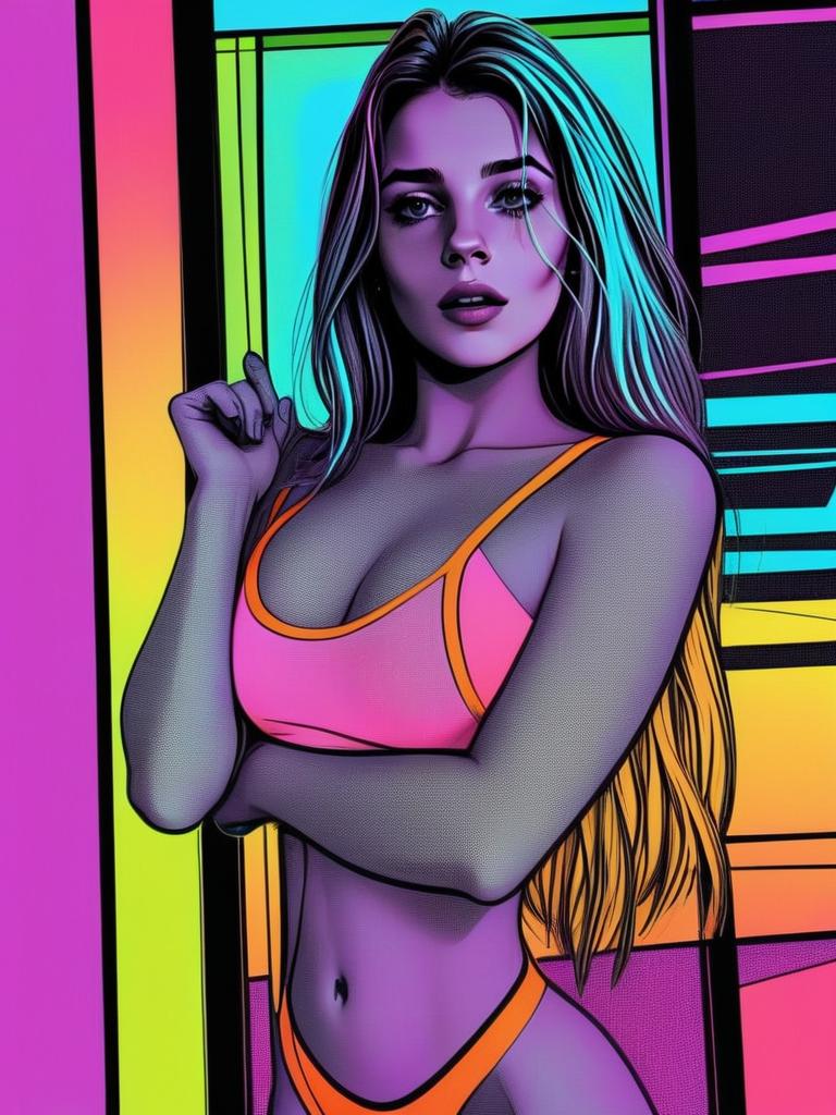 Vibrant Neon Woman Illustration Vibrant Neon Woman Illustration