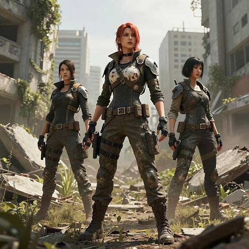 Gen Z Tactical Warriors in Post-Apocalyptic Urban Setting