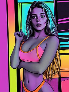 Vibrant Neon Woman Illustration