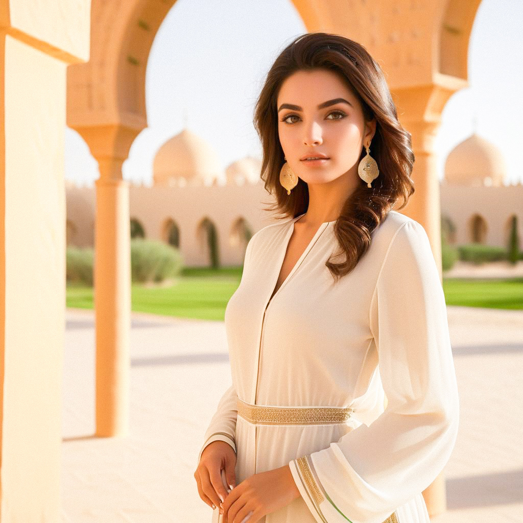 Elegant Woman in Traditional White Garment