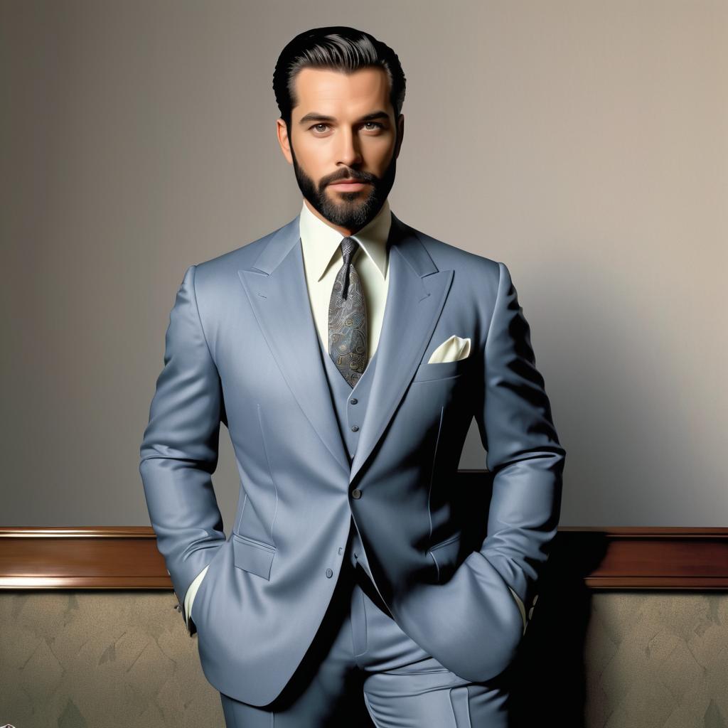 Dapper Man in Light Blue Suit