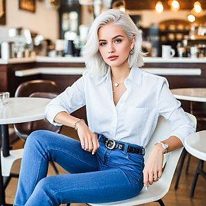 Stylish Young Woman in Café