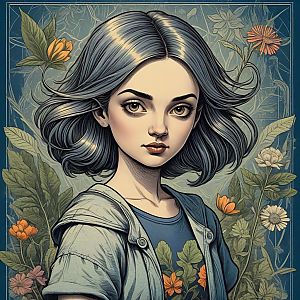 Enchanting Young Woman Surrounded by Flowers