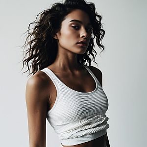 Confident Young Woman in White Crop Top