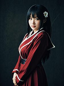 Realistic Photo of Woman in Atsuko Kagari Costume Cosplay