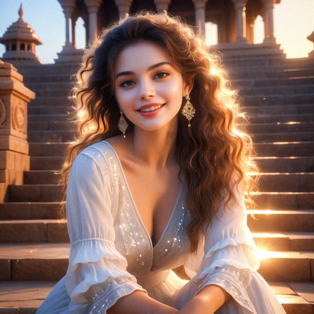 Ethereal Portrait of a Woman in a Sparkling Gown