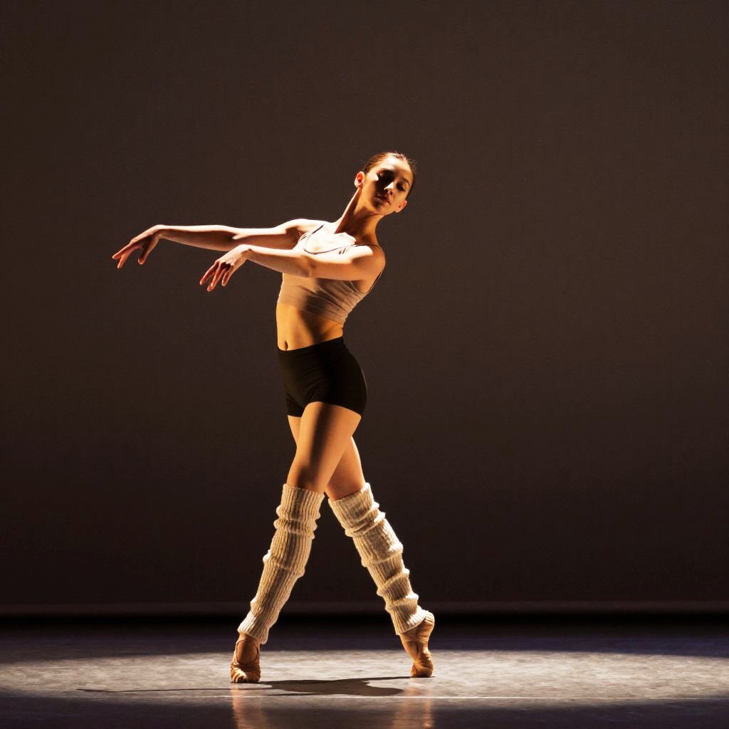 Graceful Woman Ballet Dancer in Modern Attire on Stage