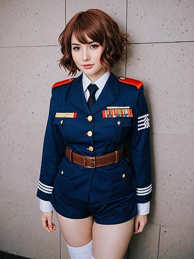Akaboshi Koume in Blue Military-Style Uniform COSPLAY Portrait