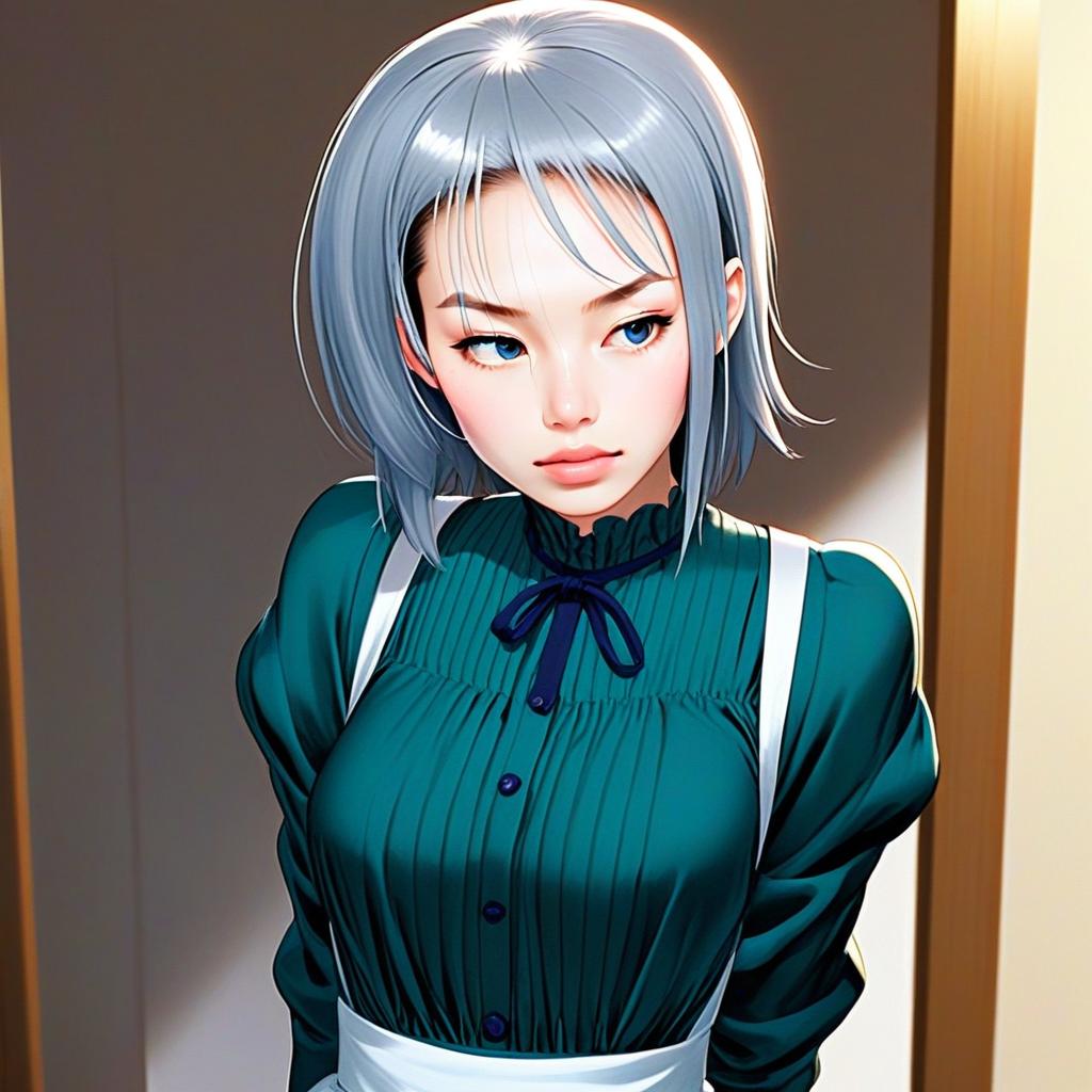 Aizawa Sakuya Beautiful Anime Style Woman with Silver Hair