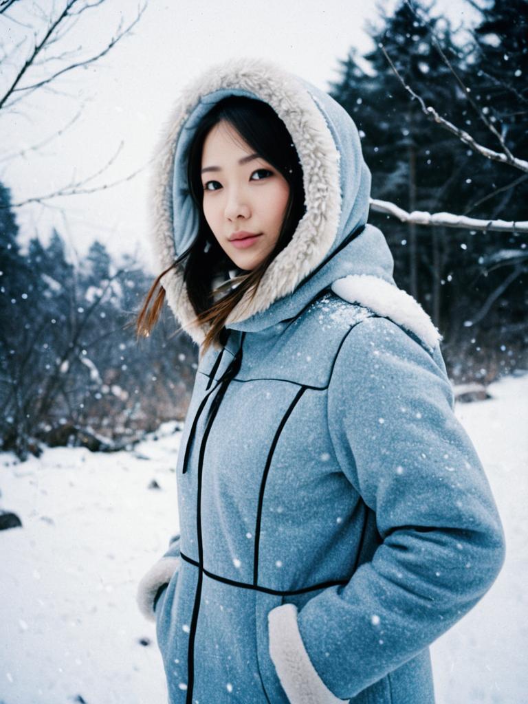 Photorealistic Outdoor Portrait of Woman in Uraraka Winter Costume
