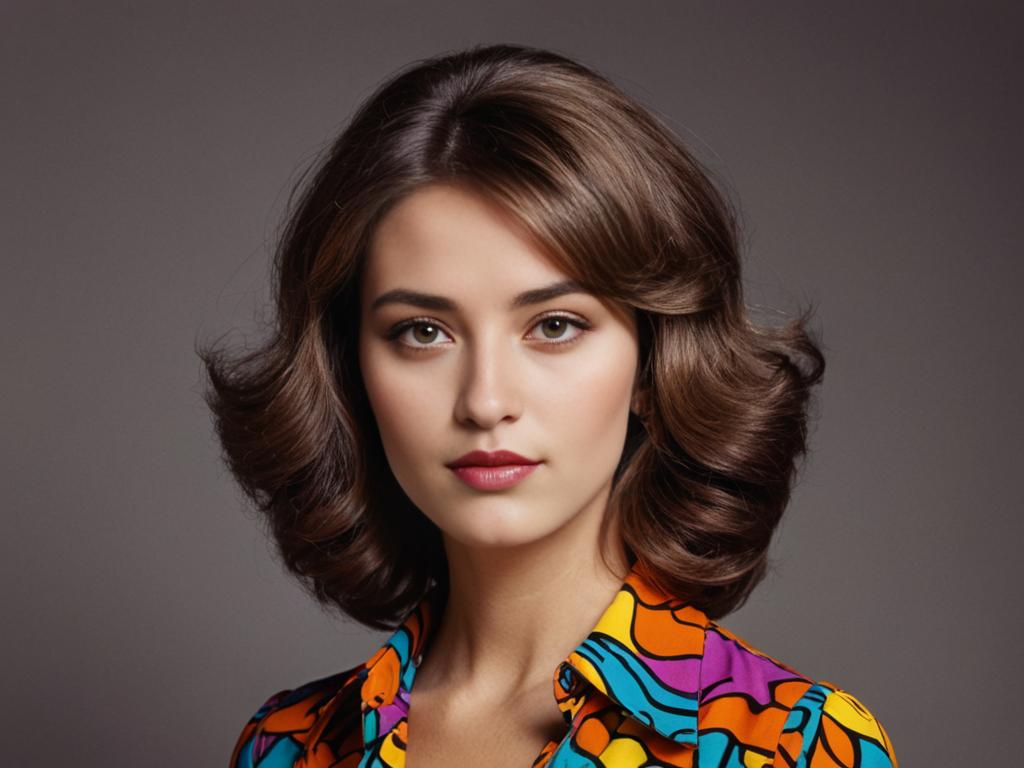 Confident Woman with 70s Hairstyle