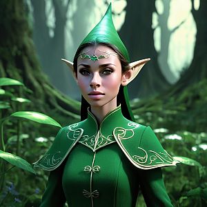 Regal Elven Woman in Mystical Forest