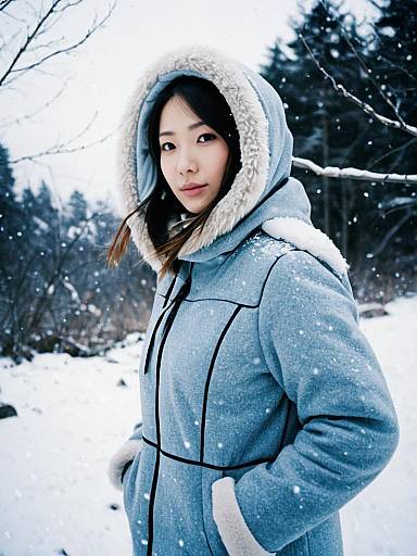Photorealistic Outdoor Portrait of Woman in Uraraka Winter Costume