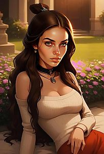 Young Woman in Garden - Golden Light