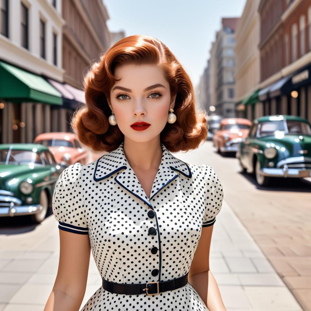 Retro Glamour Woman in Polka Dot Dress