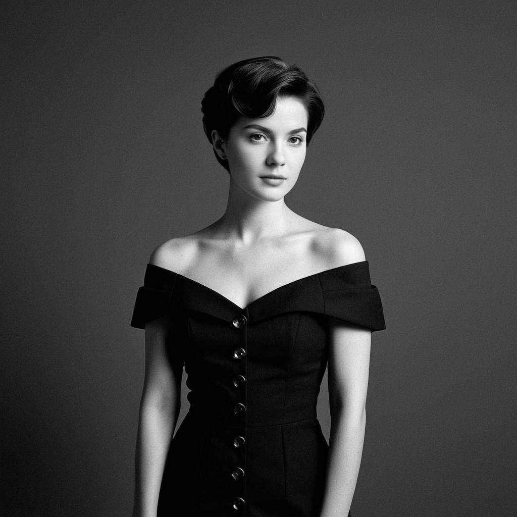 Elegant Young Woman in Black and White Portrait Elegant Young Woman in Black and White Portrait