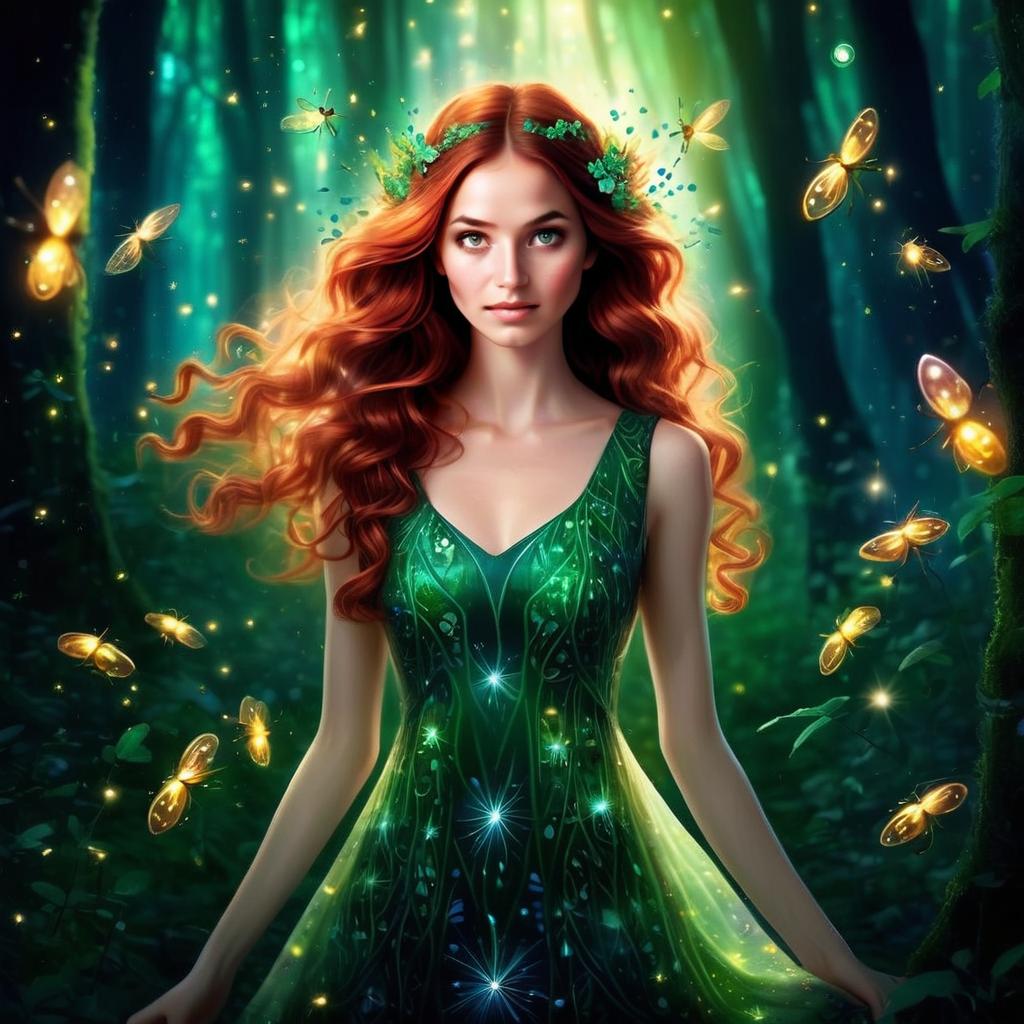 Enchanted Forest Woman in Green Dress