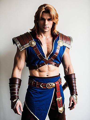 Realistic Simon Belmont Cosplay Costume on Muscular Man