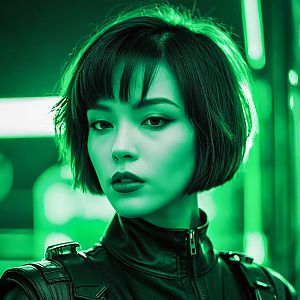 Futuristic Woman in Neon Green