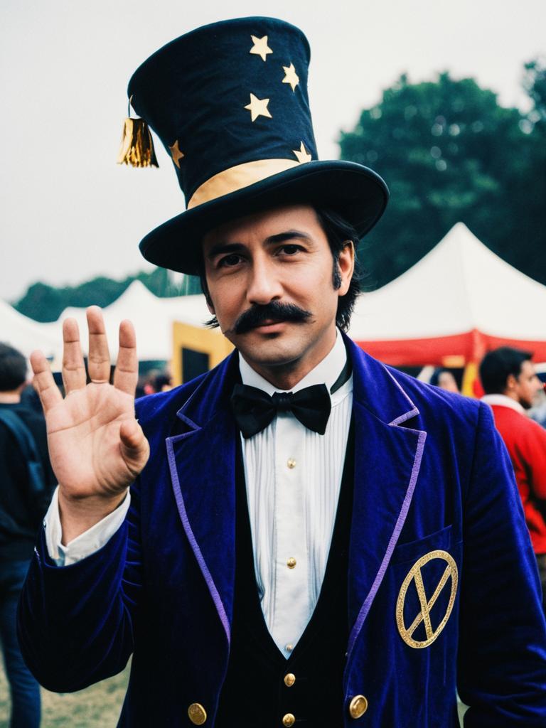 Man in Magician Costume Candid Cosplay Portrait at Festival