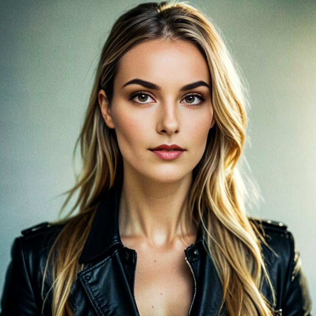 Confident Woman in Leather Jacket