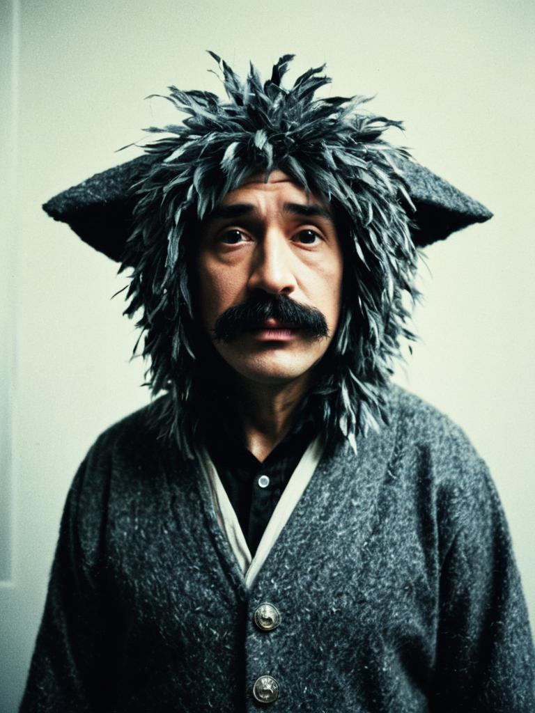 Man in Totoro Costume Cinematic Realism Humorous Portrait Man in Totoro Costume Cinematic Realism Humorous Portrait