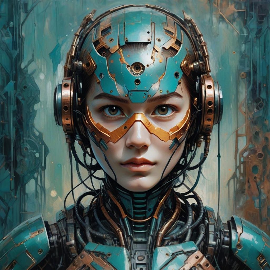 Futuristic Cyberpunk Woman with Mechanical Armor