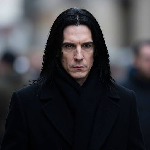 Moody Portrait of Man with Long Black Hair in Black Coat